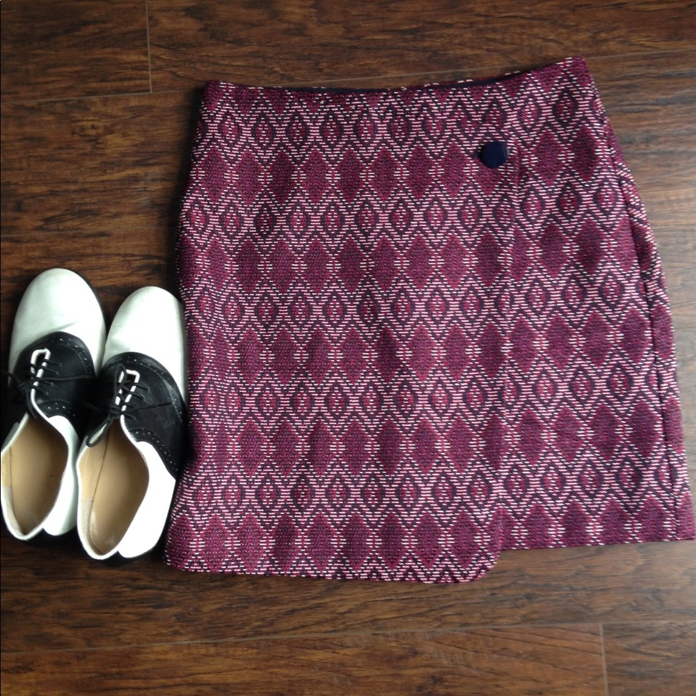 NWT LOFT Patterned Purple Asymmetrical Wrap Skirt